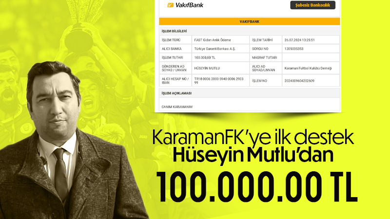 KaramanFK’ye ilk destek Hüseyin Mutlu’dan