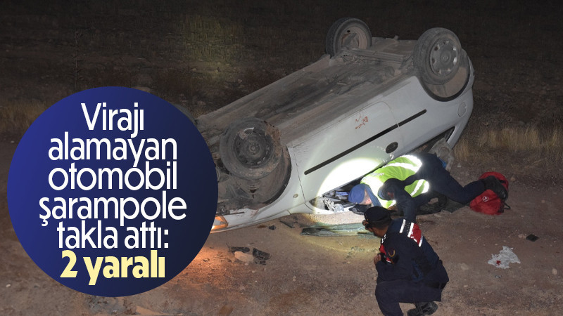 Virajı alamayan otomobil şarampole takla attı: 2 yaralı 