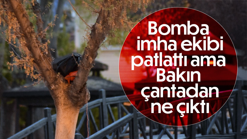 Karaman’da ağacın dalına bırakılan çanta fünye ile patlatıldı