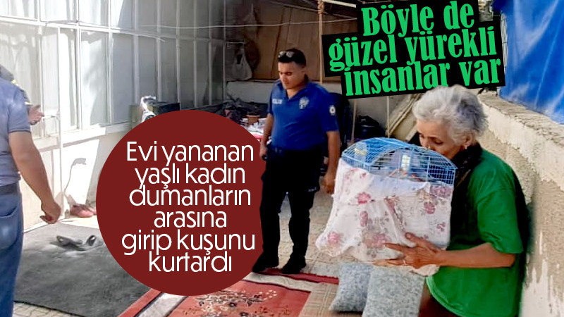 Evinde yangın çıkan kadın, can yoldaşını ölüme terk etmedi
