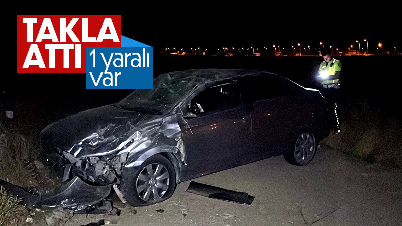 Karaman’da otomobil tarla yoluna takla attı: 1 yaralı