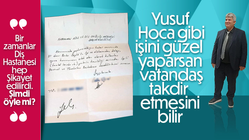 Vatandaştan Ağız ve Diş Sağlığı Merkezi’ne Teşekkür