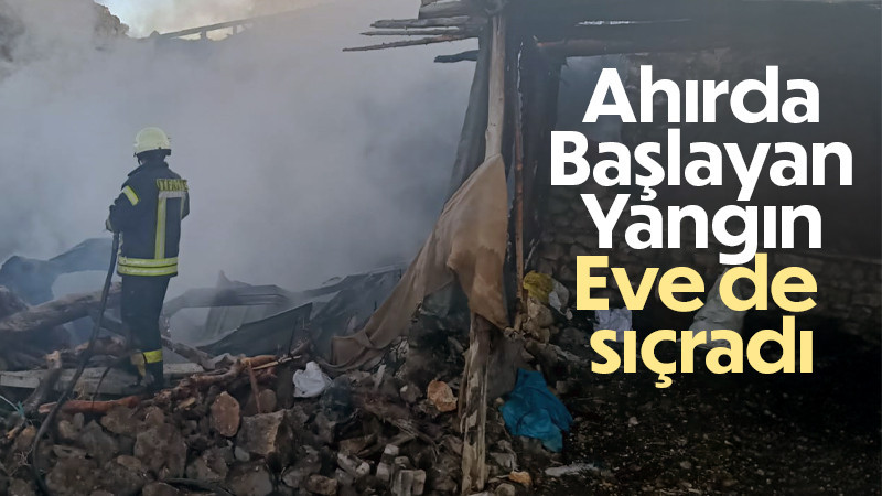 Ahırda başlayan yangın iki eve sıçradı