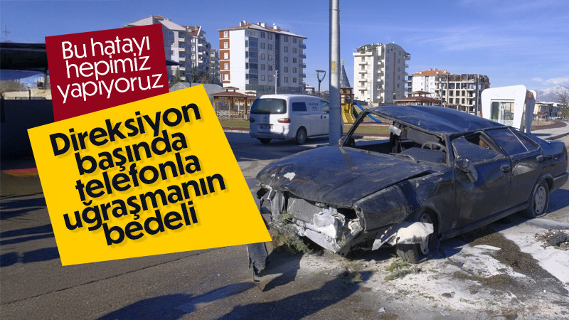 Telefonla uğraşırken takla atan otomobilden yara almadan kurtuldu