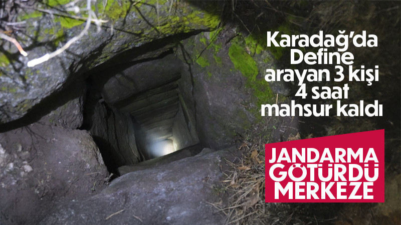 Define bulmak için girdikleri sarnıçta mahsur kalan 3 kişi, 4 saatte kurtarıldı