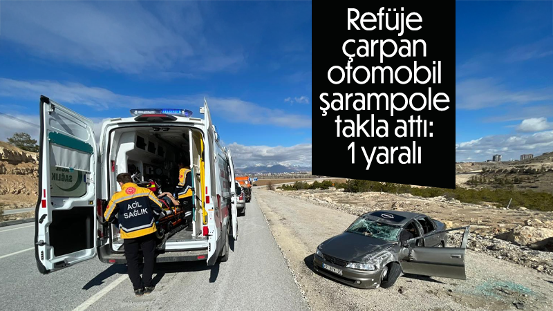 Refüje çarpan otomobil şarampole takla attı: 1 yaralı 