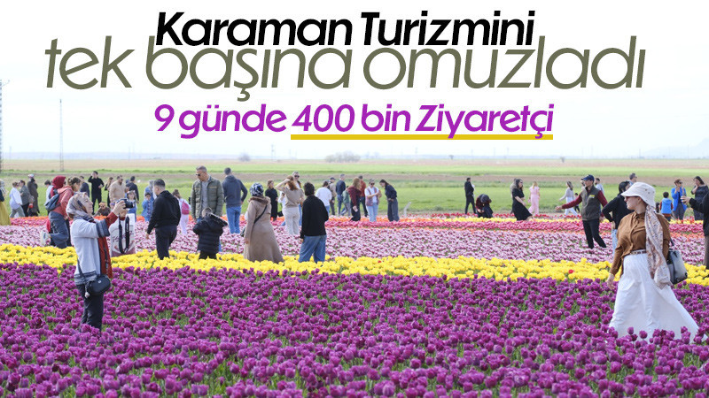 Lale Bahçesini 9 günde yaklaşık 400 bin kişi lale tarlasını ziyaret etti