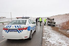 Karaman’da otomobil takla attı: 1 yaralı