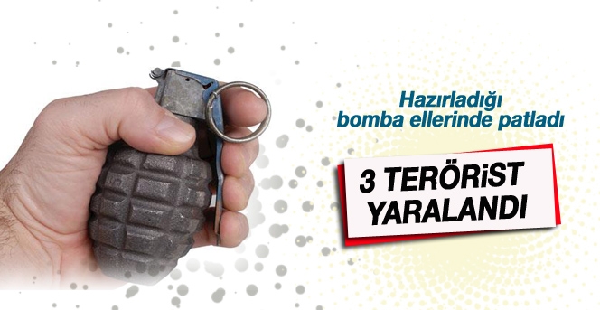 Teröristlerin bombası ellerinde patladı: 3 yaralı