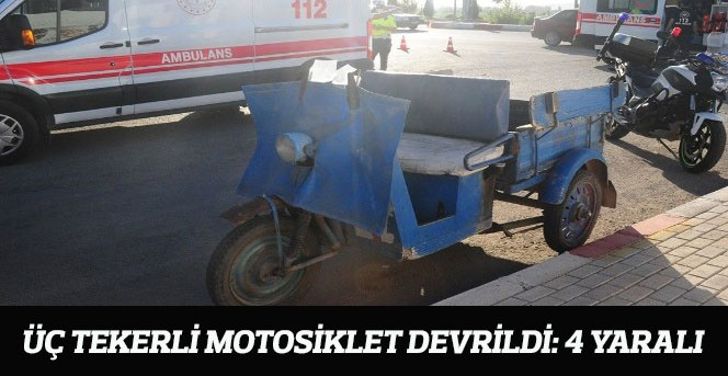 Karaman'da üç tekerli motosiklet devrildi: 4 yaralı