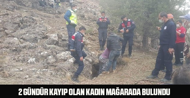 2 gündür kayıp olan kadın mağarada bulundu