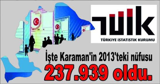 İşte Karaman'in 2013'teki nüfusu