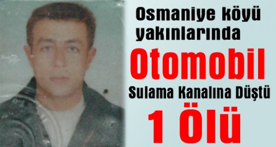 Osmaniye köyü yakınlarında  Otomobil Sulama Kanalına Düştü: 1 Ölü